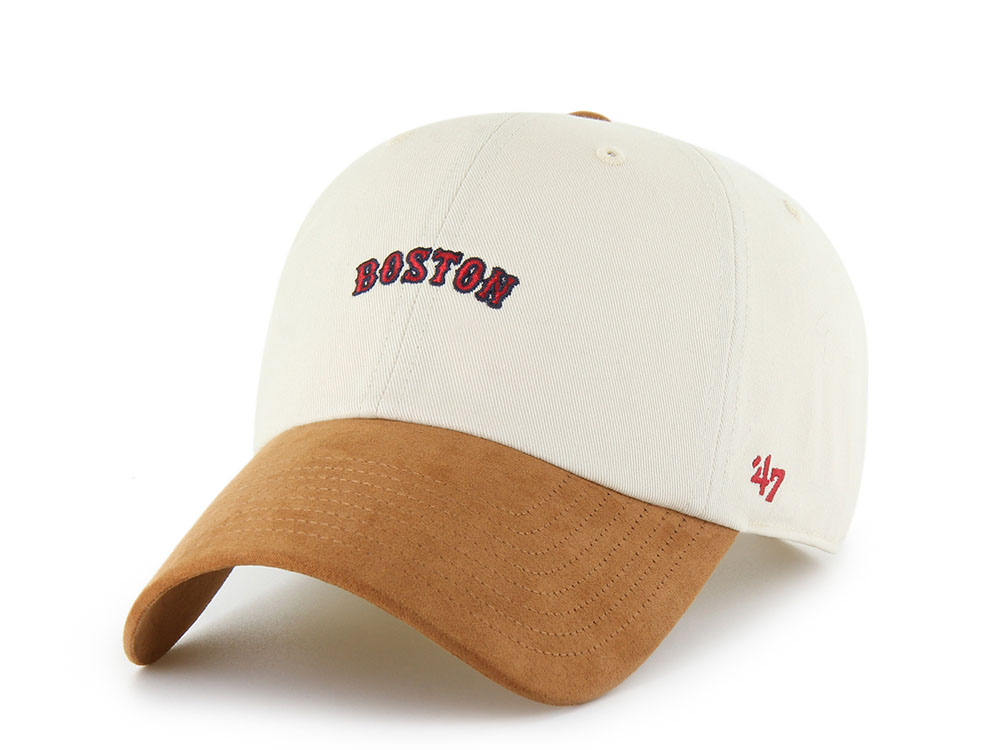 47 Brand Boston Red Sox Script Suede Visor Natural Clean Up Strapback Cap