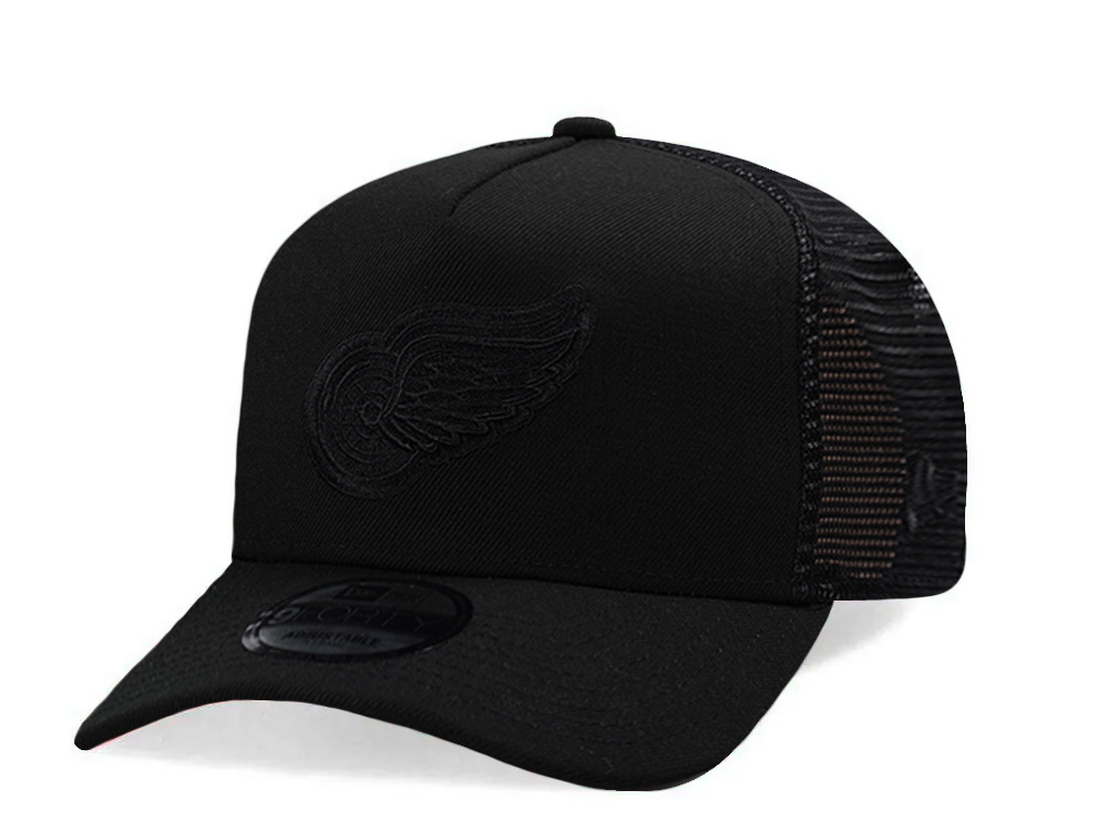New Era Detroit Red Wings Black Prime Edition 9Forty A Frame Trucker Snapback Cap