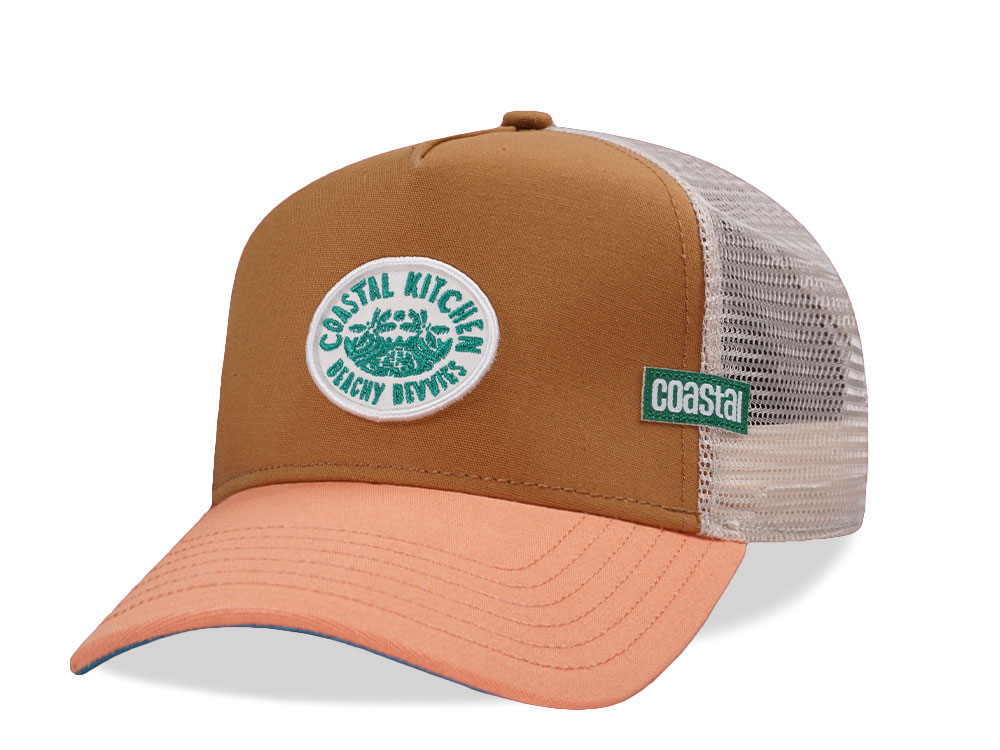 Djinns Coastal Kitchen Beach Bevvies Brown Trucker Snapback Cap
