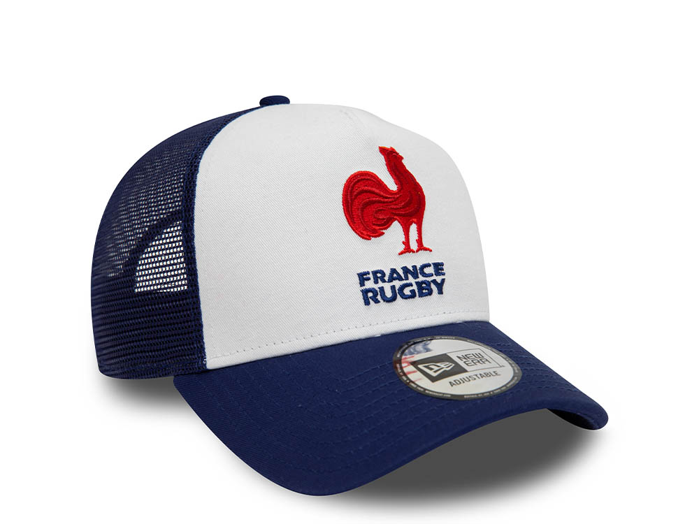 New Era France Rugby Blue White Essential A Frame Trucker Snapback Cap