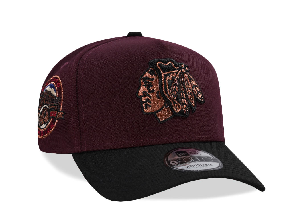 New Era Chicago Blackhawks Stadium Maroon Two Tone Edition 9Forty A Frame Snapback Cap
