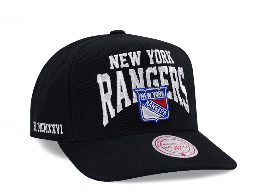 Mitchell & Ness New York Rangers Black Pro Pinch Fit Snapback Cap