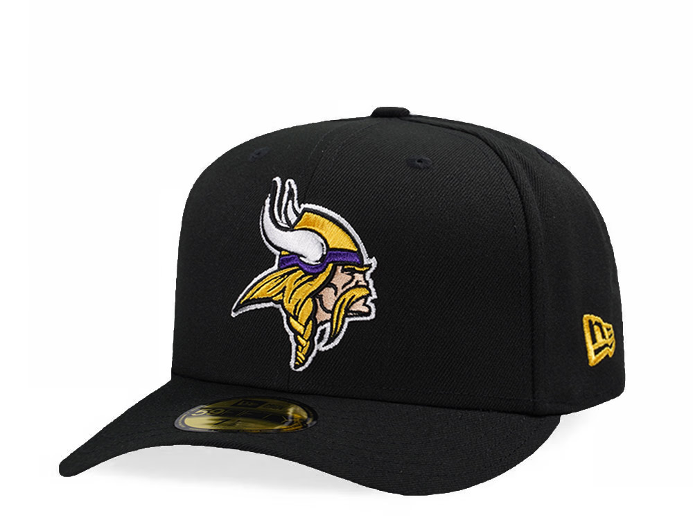 New Era Minnesota Vikings Black Classic Edition Pre Curved 59Fifty Fitted Cap