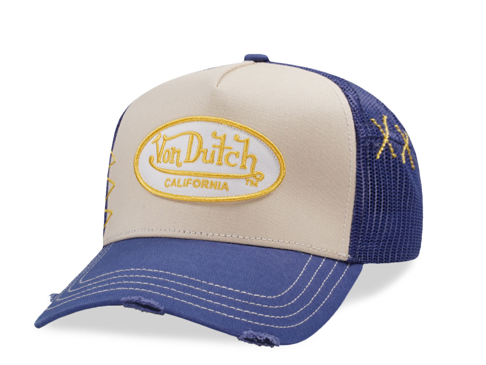 Von Dutch Oval Patch Distressed Two Tone Trucker Snapback Cap
