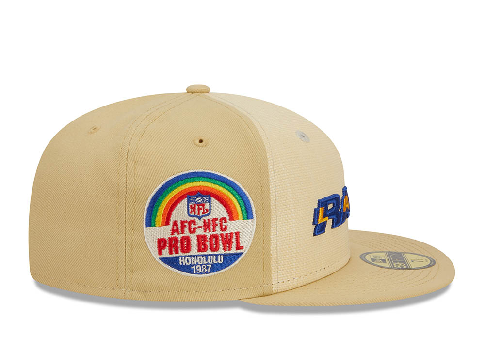 New Era Los Angeles Rams Pro Bowl Honolulu 1987 Raffia Front Vegas Gold Edition 59Fifty Fitted Cap