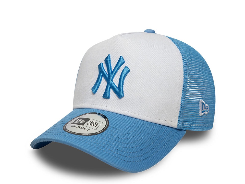 New Era New York Yankees League Essential Light Blue 9Forty A Frame Trucker Snapback Cap