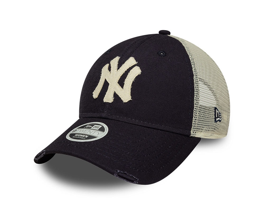 New Era New York Yankees Distressed Navy Edition 9Twenty Womens Trucker Strapback Cap