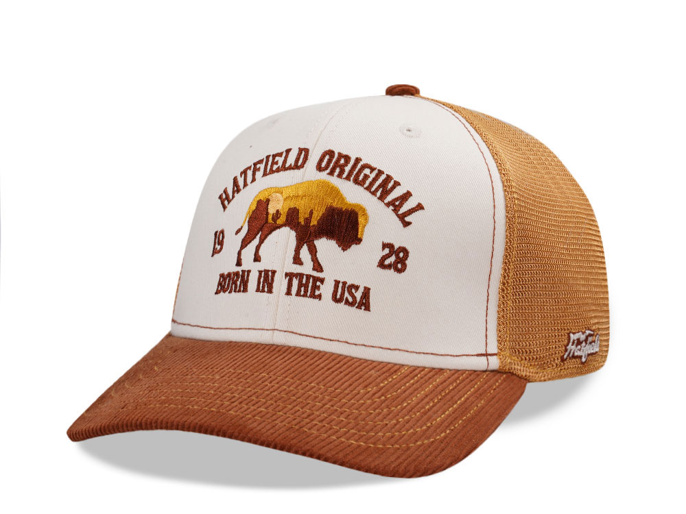 Hatfield Original Bison Ivory Brown Trucker Snapback Cap