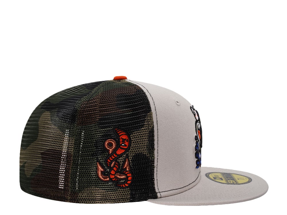 New Era Gwinnett Stripers Camouflage Mesh Edition 59Fifty Trucker Fitted Cap