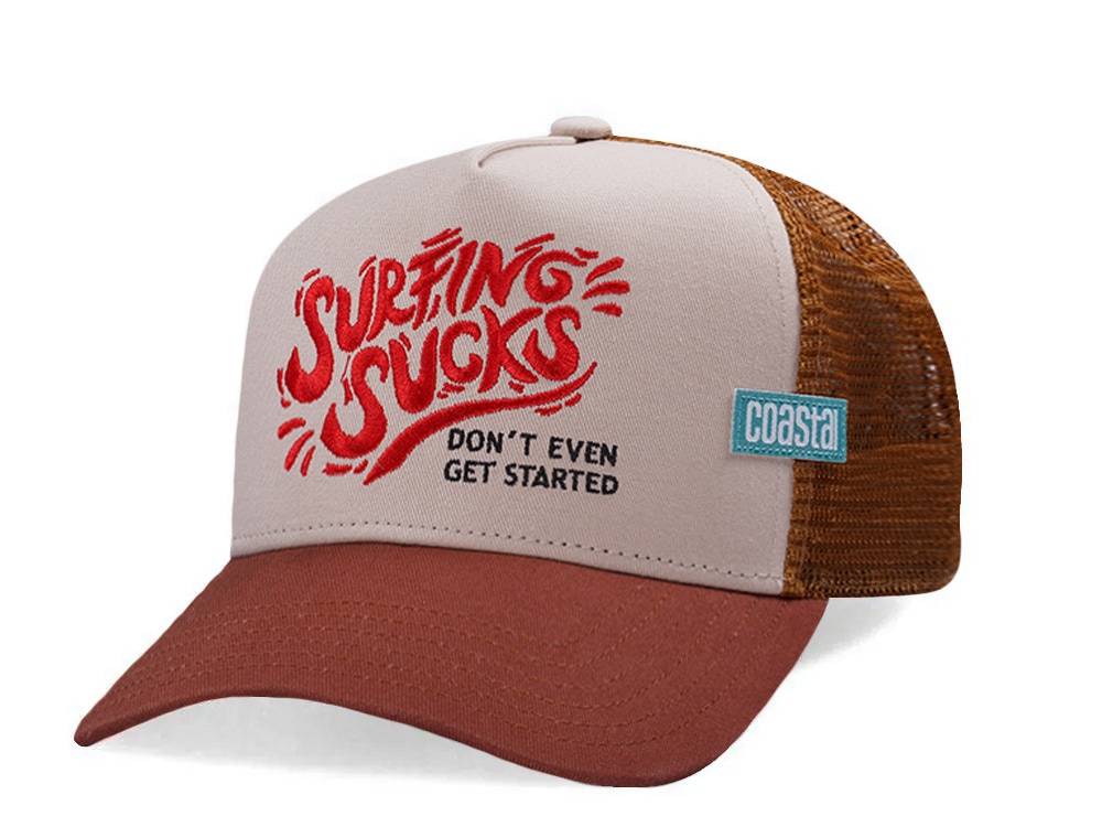 Djinns HFT Surfing Sucks White Coastal Edition Trucker Snapback Cap