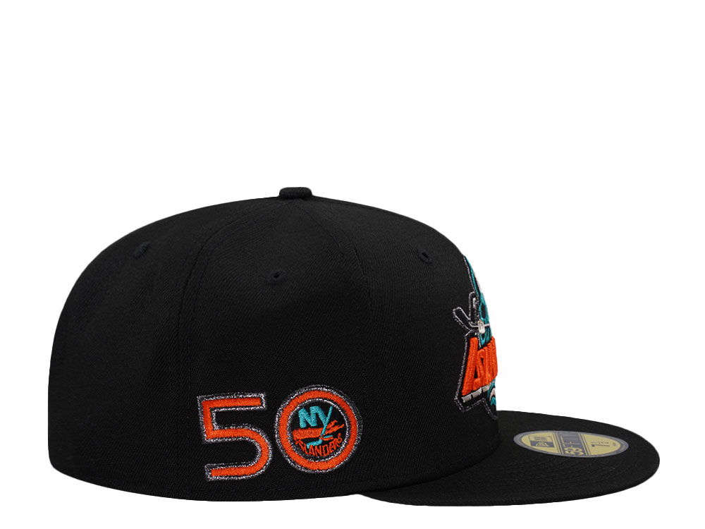 New Era New York Islanders 50th Anniversary Black Metallic Prime Edition 59Fifty Fitted Cap