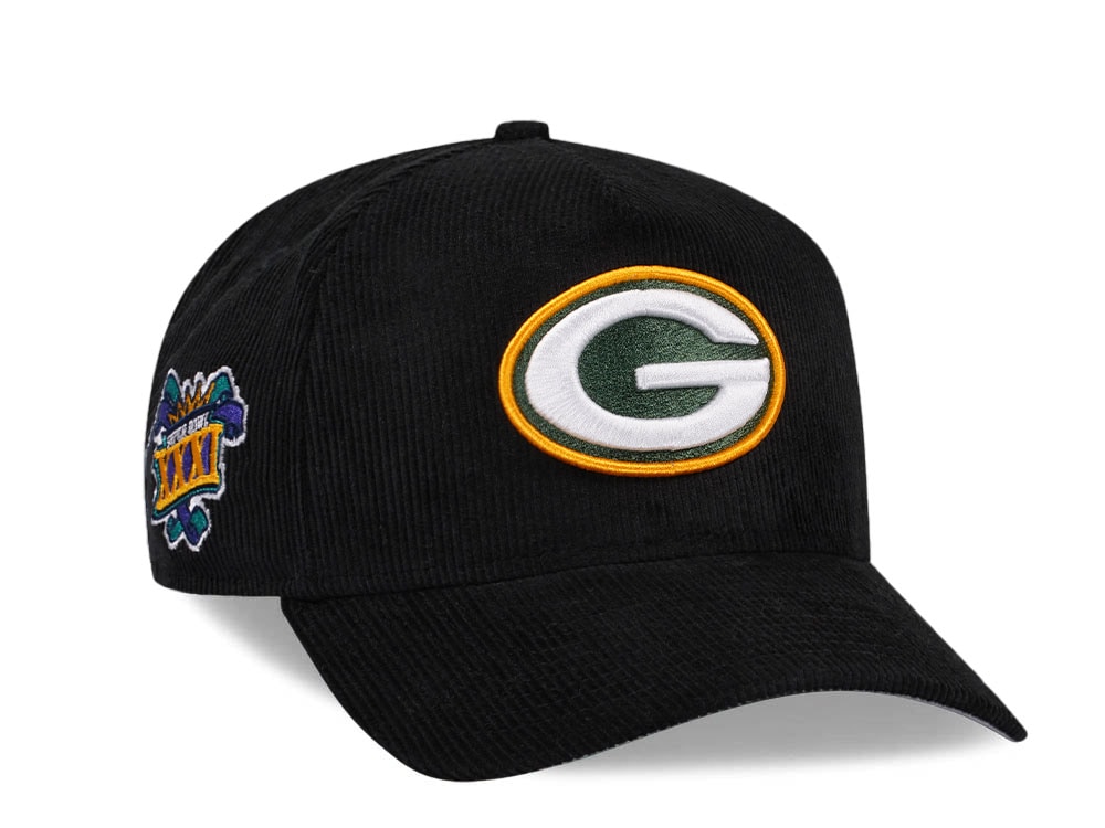 New Era Green Bay Packers Super Bowl XXXI Black Corduroy Edition 9Forty A Frame Snapback Cap