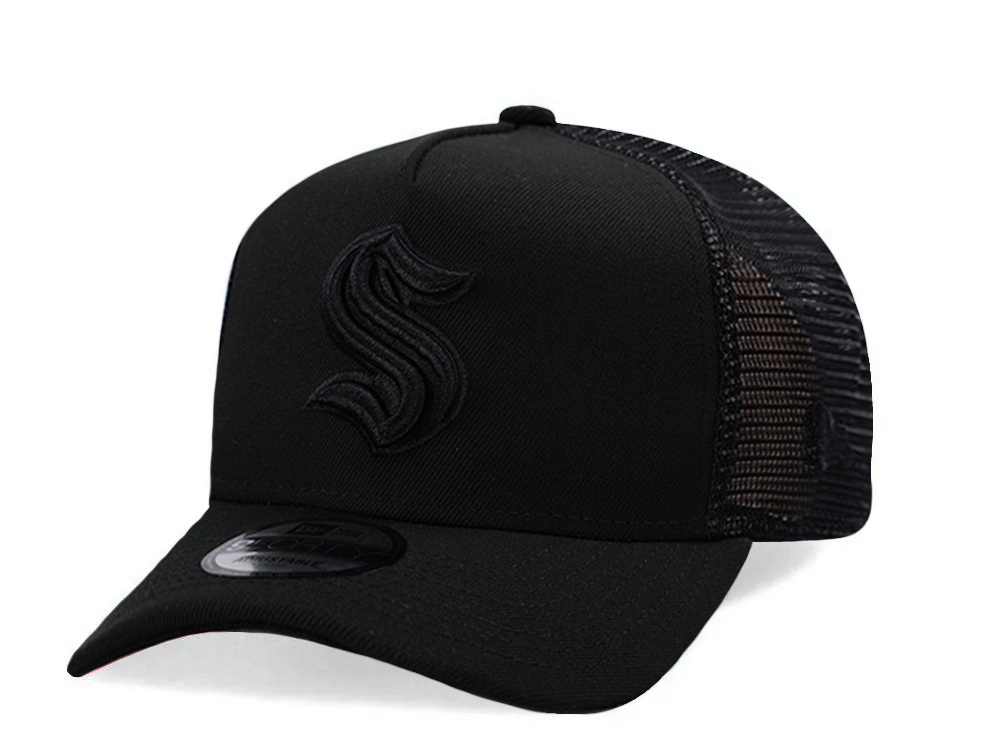 New Era Seattle Kraken Black Prime Edition 9Forty A Frame Trucker Snapback Cap