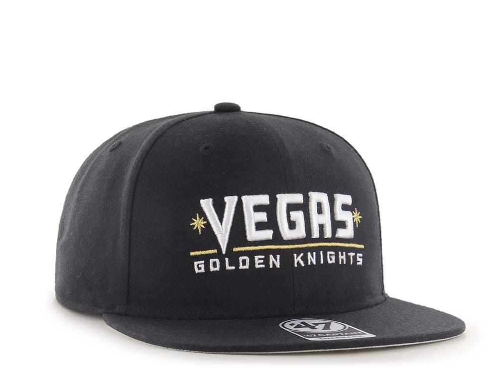 47Brand Vegas Golden Knights No Shot Black Script Captain Snapback Cap