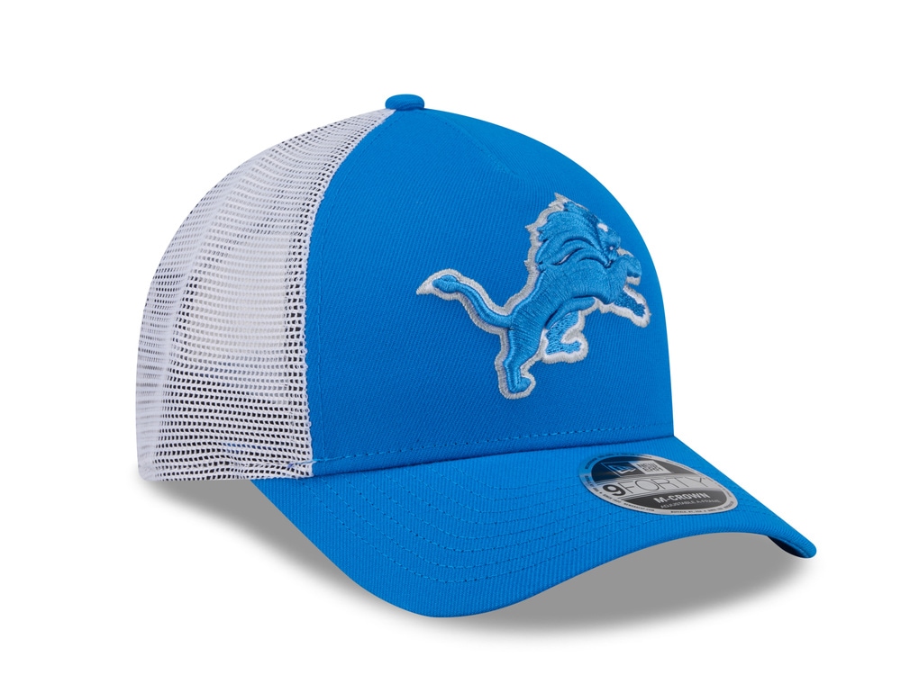 New Era Detroit Lions Official Team Color Edition 9Forty M Crown A Frame Trucker Snapback Cap