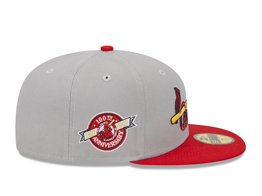 New Era St. Louis Cardinals Gray Retro Script 100th Anniversary Throwback Edition 59Fifty Fitted Cap