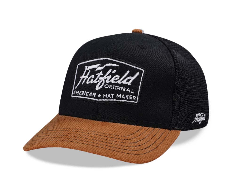 Hatfield Classic Original Black Brown Trucker Snapback Cap