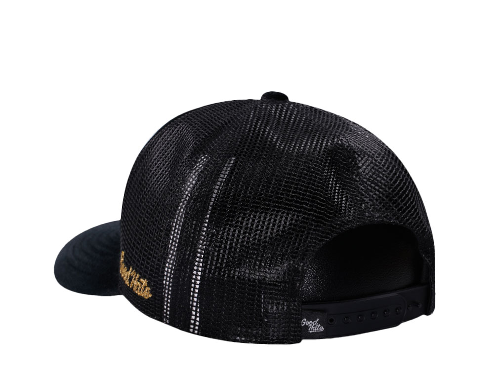 Good Hats Day Of The Dead Black Velour Trucker Snapback Cap