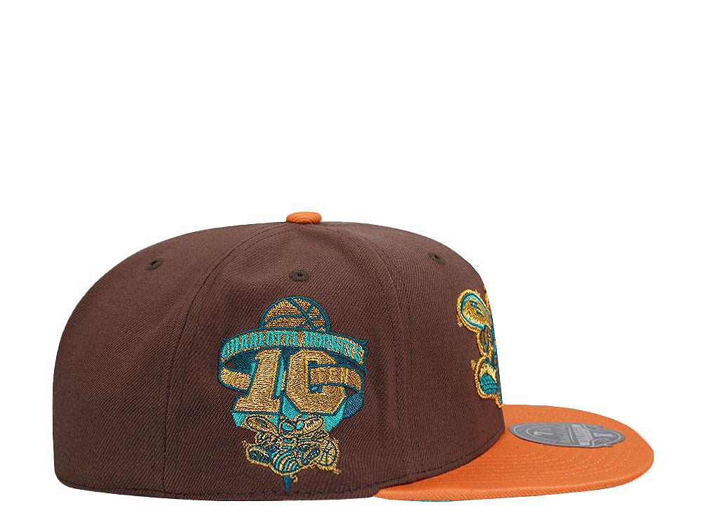 Mitchell & Ness Charlotte Hornets 10th Anniversary Copper Top Hardwood Classic Dynasty Fitted Cap