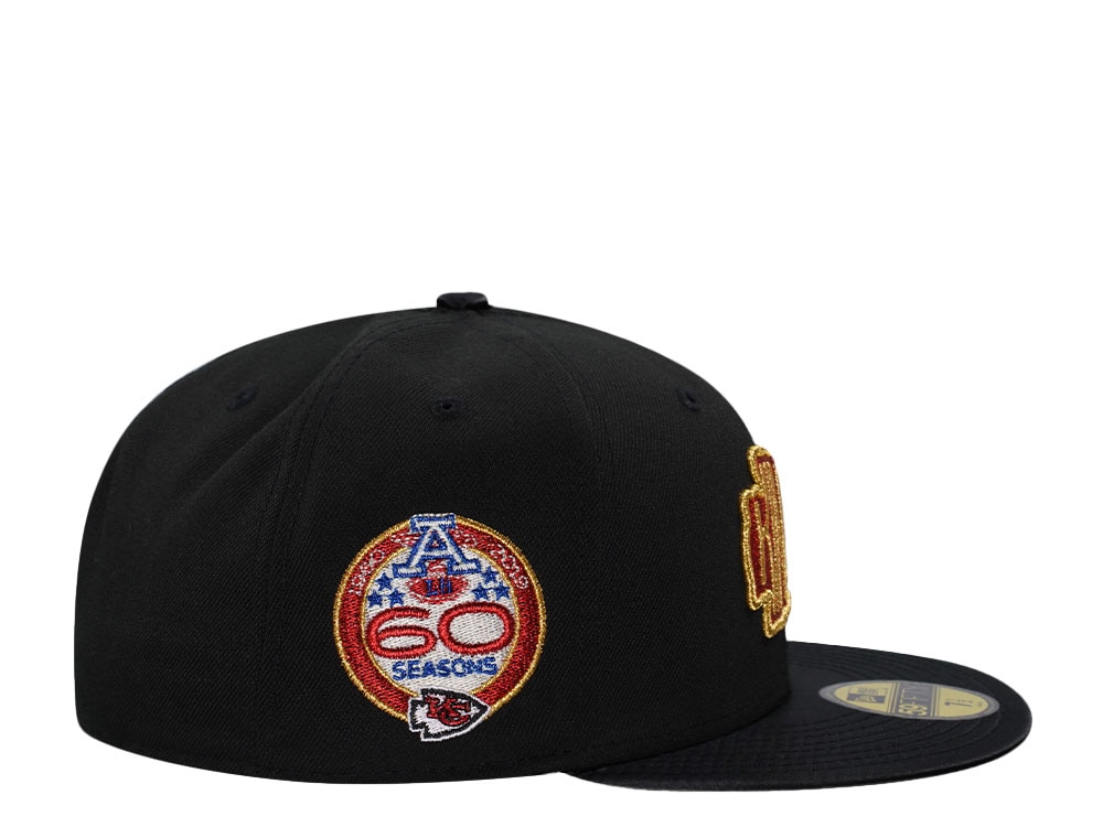 New Era Kansas City Chiefs 60 Seasons Black Satin Brim Prime Edition 59Fifty Fitted Cap