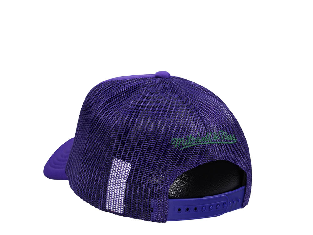 Mitchell & Ness Milwaukee Bucks Purple Billboard Trucker Snapback Cap