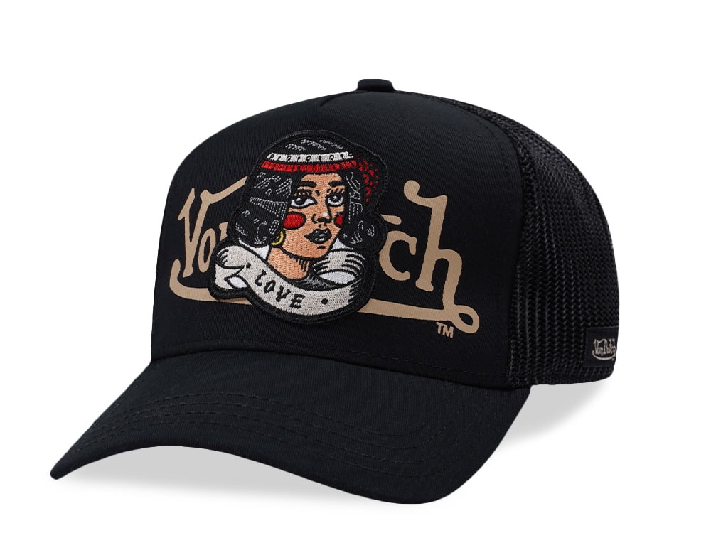 Von Dutch Love Patch Black Trucker Snapback Cap