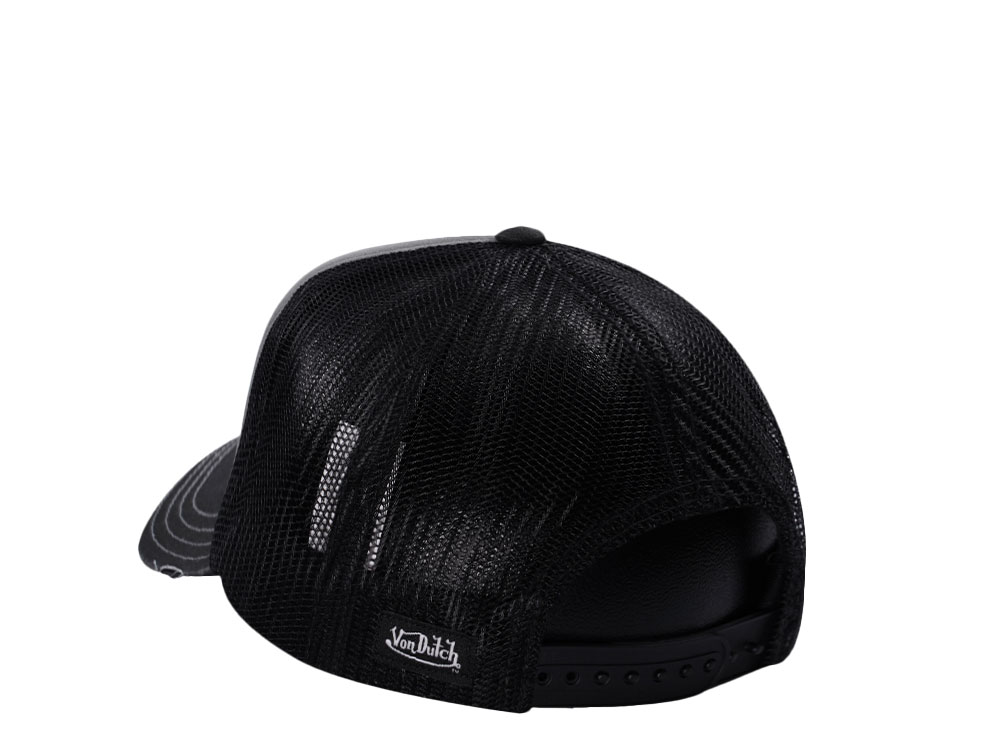 Von Dutch Screen Print Gray Black Trucker Snapback Cap