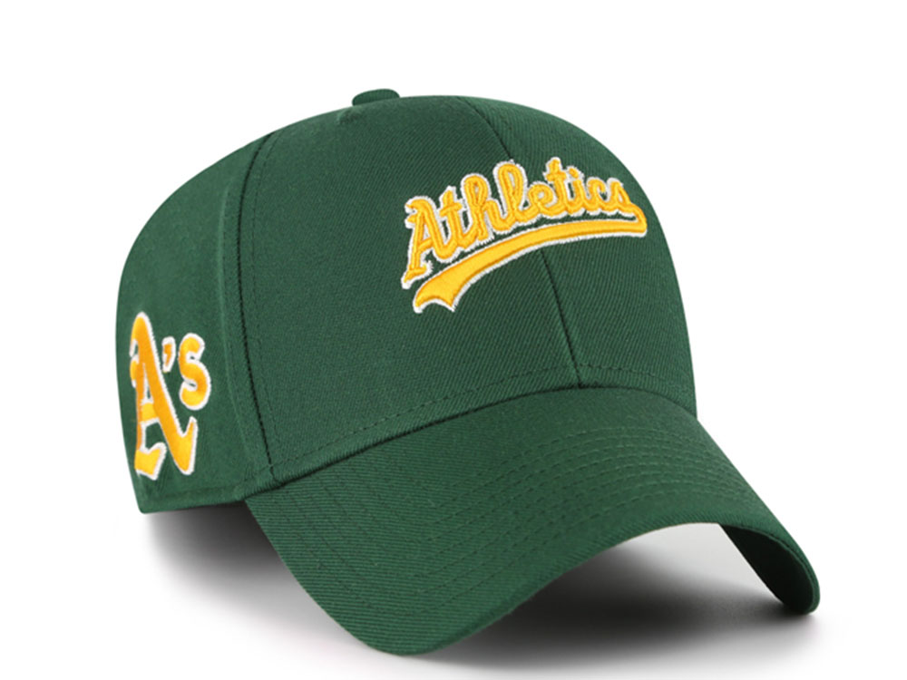 47 Brand Oakland Athletics Ballpark Script Green Edition MVP Strapback Cap