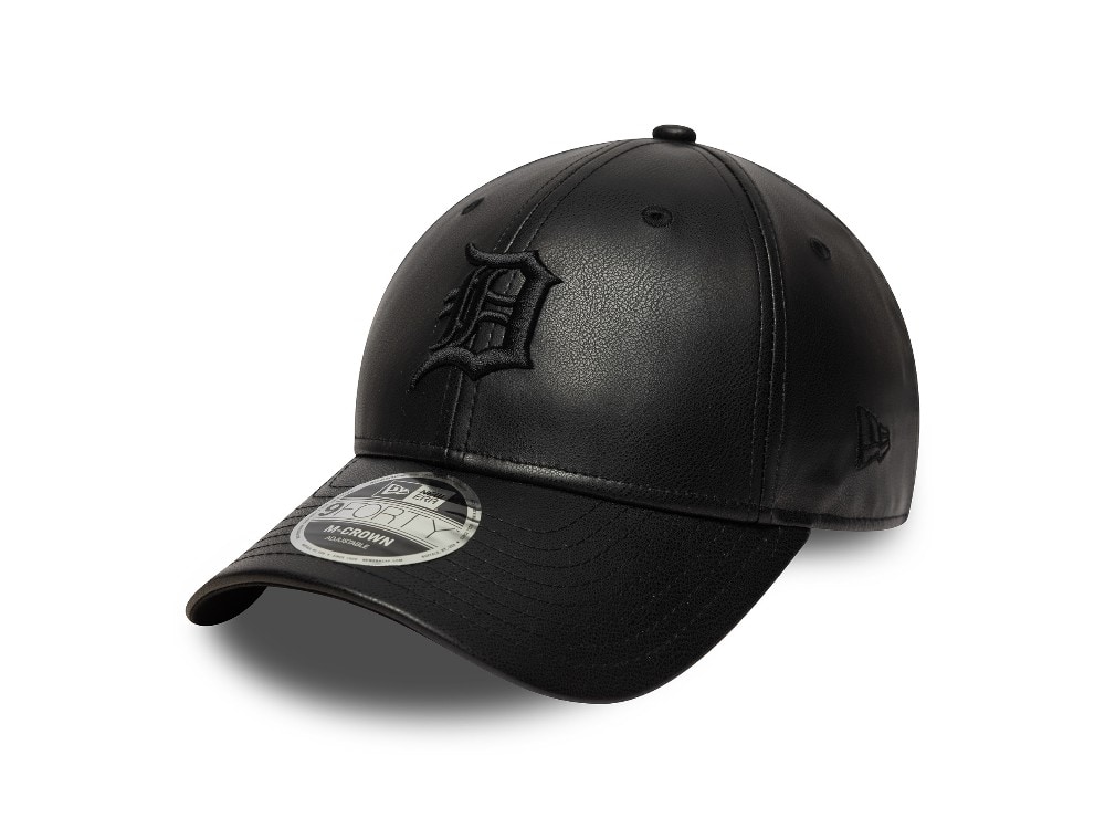 New Era Detroit Tigers Black PU Leather Edition 9Forty M Crown Snapback Cap