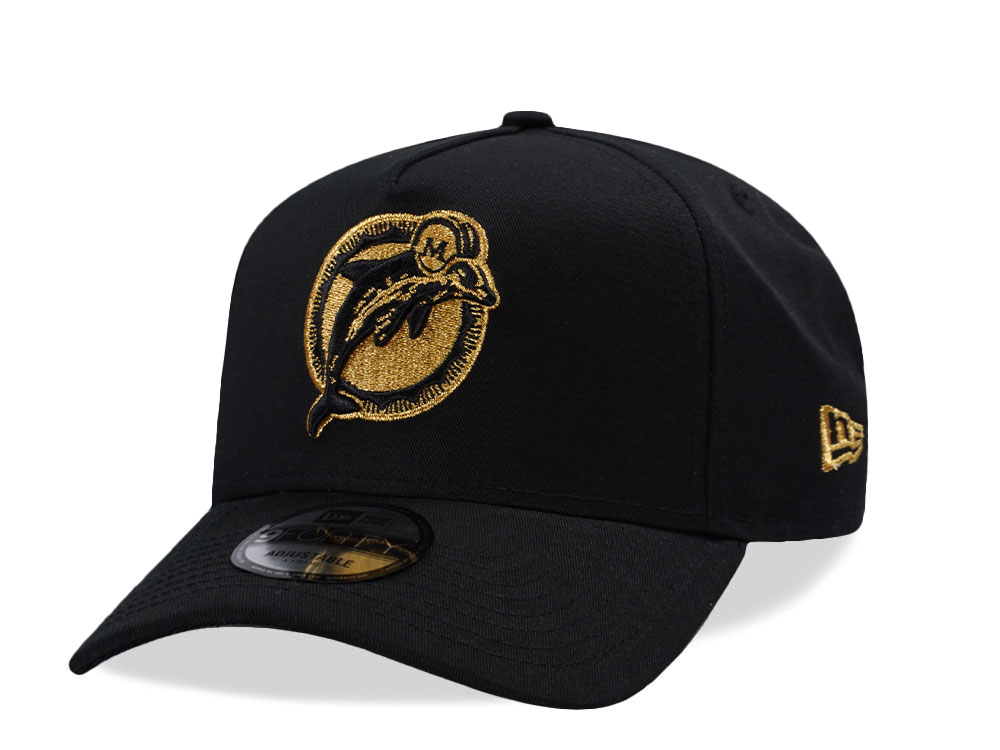 New Era Miami Dolphins Metallic Black Gold Edition 9Forty A Frame Snapback Cap