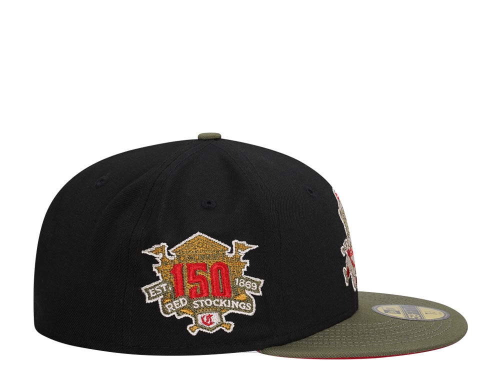 New Era Cincinnati Reds 150th Anniversary Black Olive Two Tone Edition 59Fifty Fitted Cap