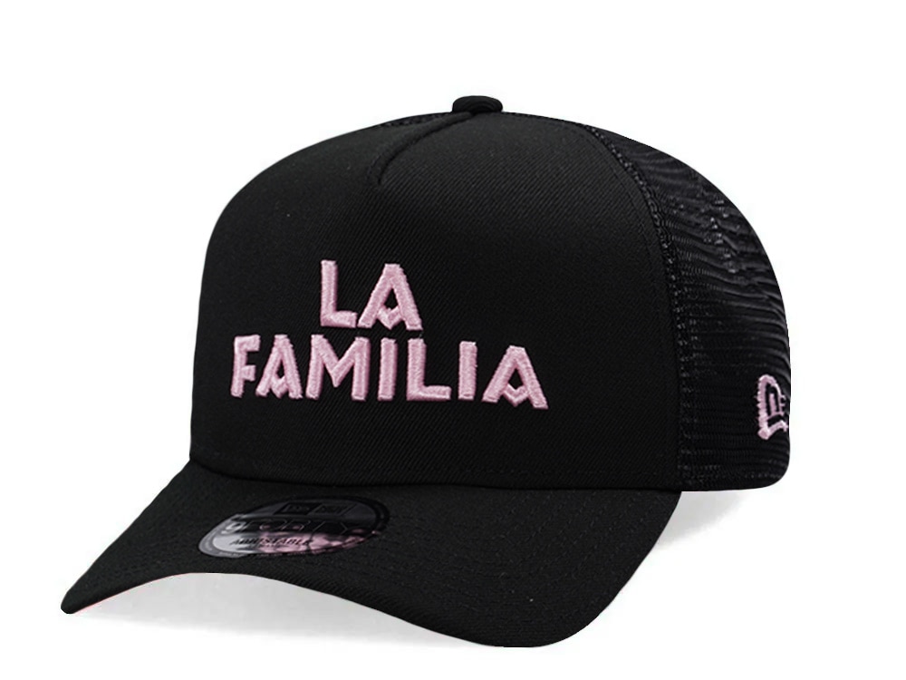 New Era Inter Miami La Familia Black Prime Edition 9Forty A Frame Trucker Snapback Cap
