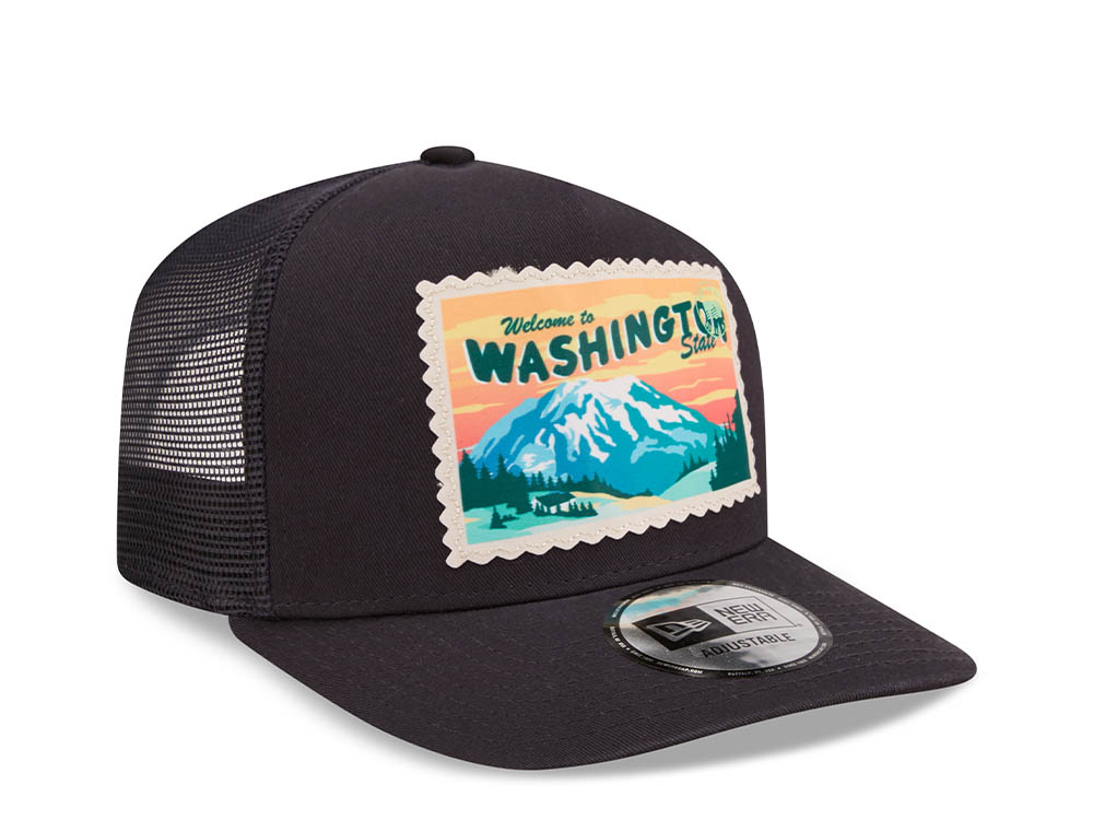 New Era Washington Postcard Navy A Frame Trucker Snapback Cap