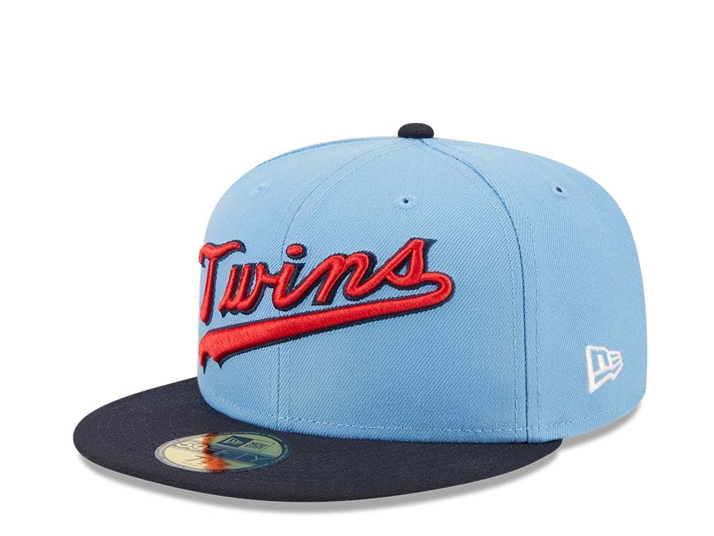 New Era Minnesota Twins Powder Blues Sky Throwback Two Tone Edition 59Fifty Fitted Cap
