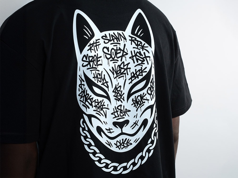 Parallel Union T-Shirt Tatoo Mask Black Oversize Edition