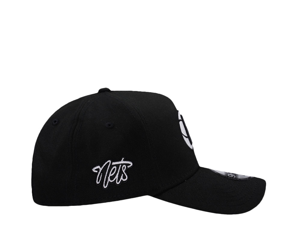 New Era Brooklyn Nets Script Black Prime Edition 9Forty A Frame Snapback Cap