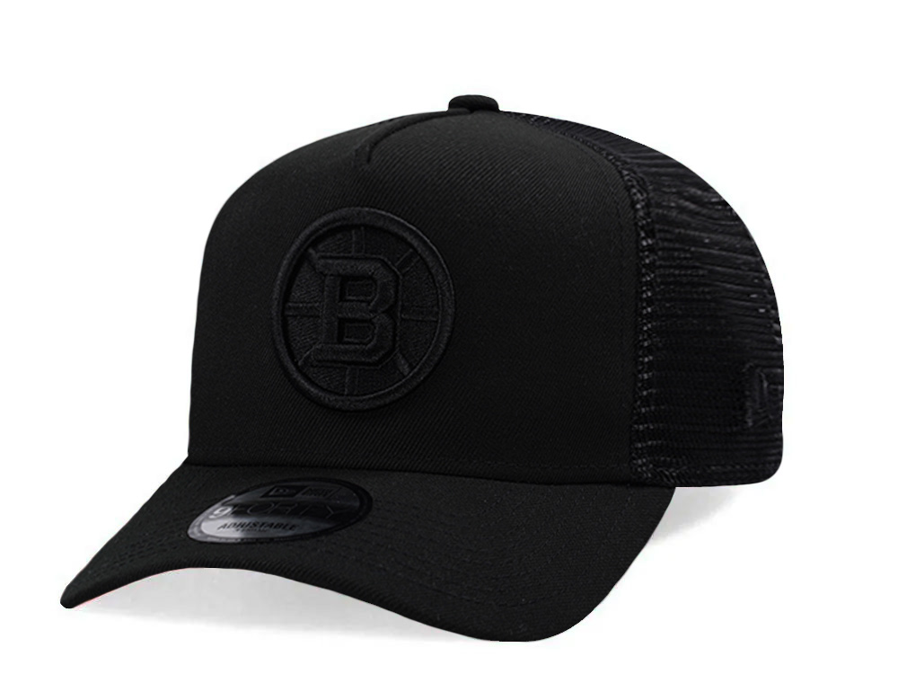 New Era Boston Bruins Black Prime Edition 9Forty A Frame Trucker Snapback Cap