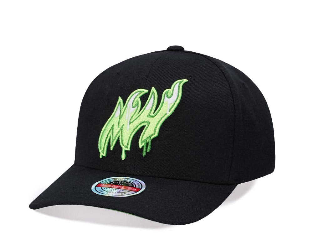 Mitchell & Ness Miami Heat Hardwood Classic Slime Drip Red Line Flex Snapback Cap