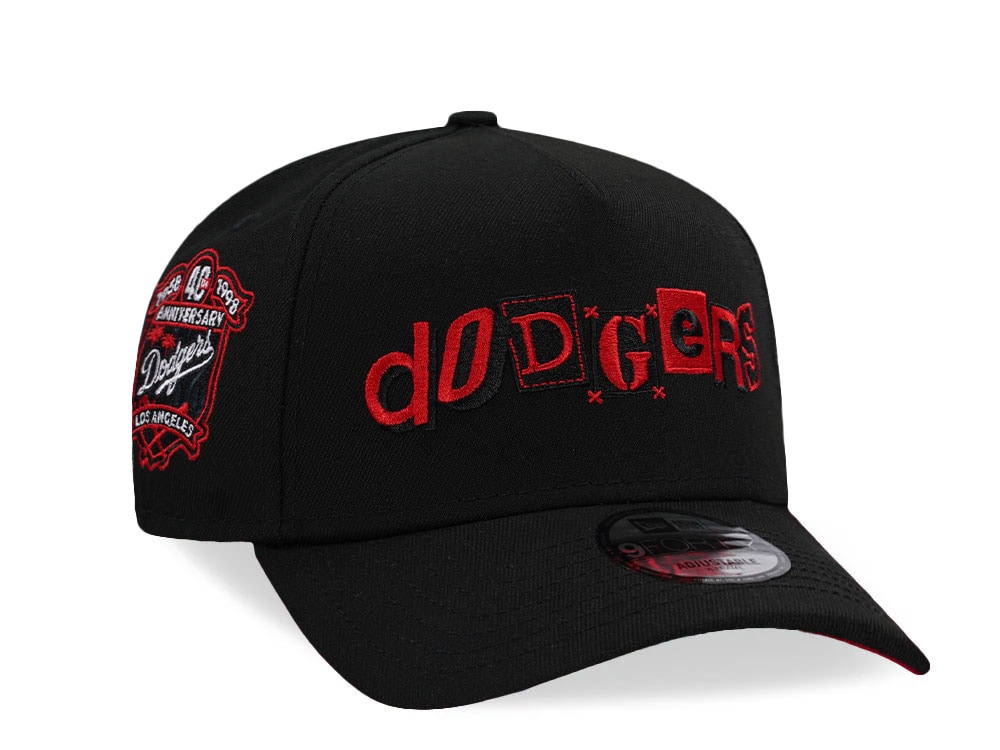 New Era Los Angeles Dodgers 40th Anniversary Black and Red Script Edition 9Forty A Frame Snapback Cap