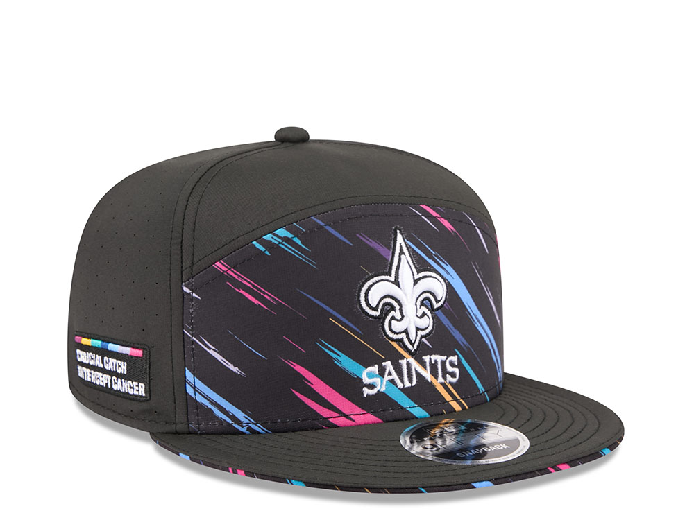 New Era New Orleans Saints Crucial Catch 2026 Black Edition 9Fifty Split Panel Snapback Cap