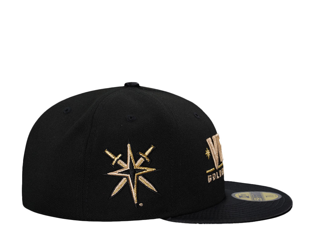 New Era Vegas Golden Knights Black Satin Brim Prime Edition 59Fifty Fitted Cap