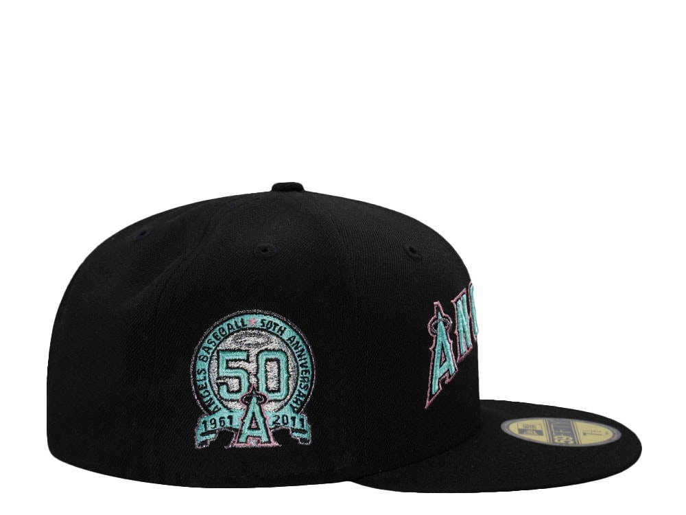 New Era Anaheim Angels 50th Anniversary Mint Black Prime Edition 59Fifty Fitted Cap