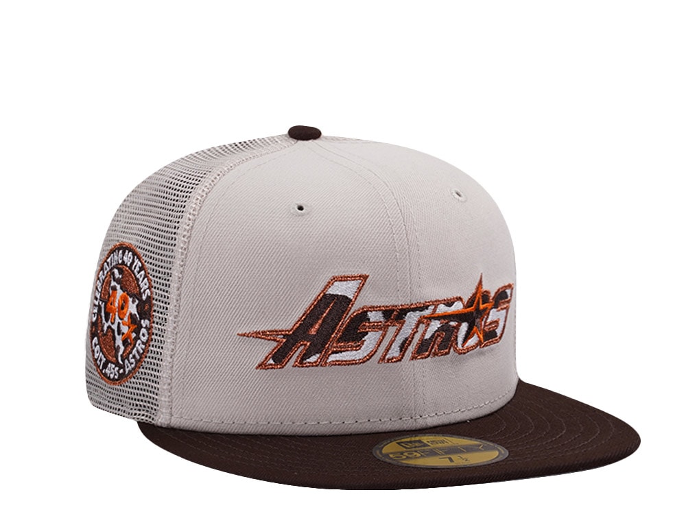 New Era Houston Astros 40th Anniversary Stone Two Tone Edition 59Fifty Trucker Fitted Cap