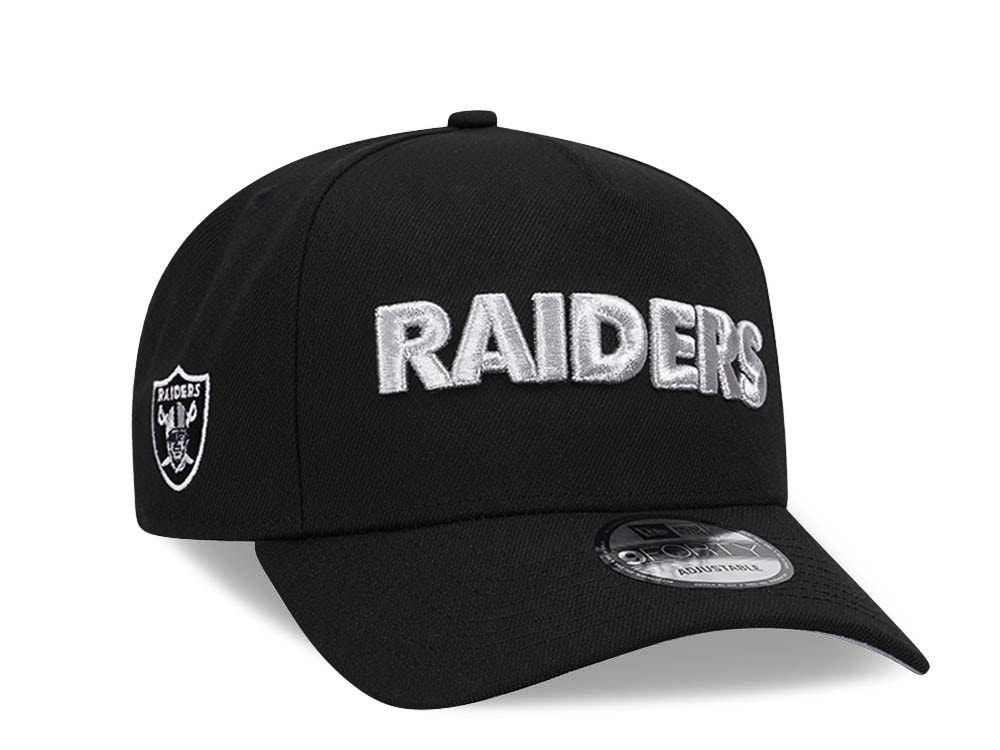 New Era Las Vegas Raiders Silver Wordmark Edition 9Forty A Frame Snapback Cap
