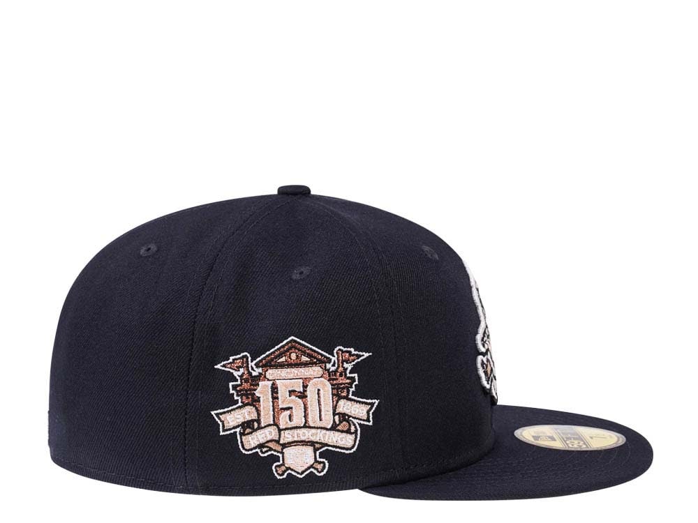 New Era Cincinnati Reds 150th Anniversary Navy Peach Edition 59Fifty Fitted Cap