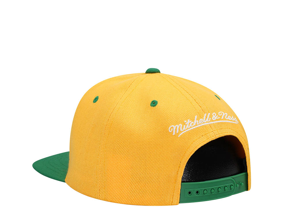 Mitchell & Ness Milwaukee Bucks Transcript Yellow Two Tone Snapback Cap