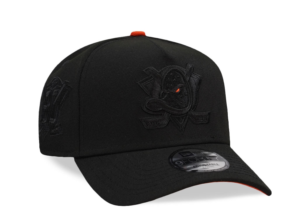 New Era Anaheim Ducks 30th Anniversary Blackout Orange Pop Prime Edition 9Forty A Frame Snapback Cap