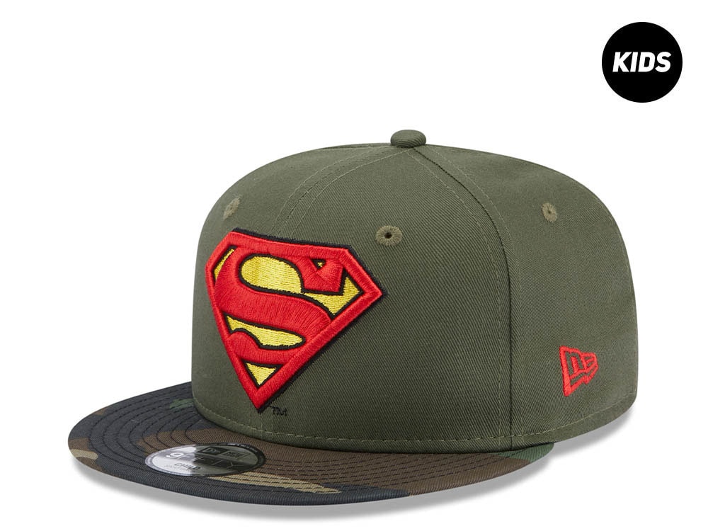 New Era Superman Olive Camo Kids 9Fifty Snapback Cap
