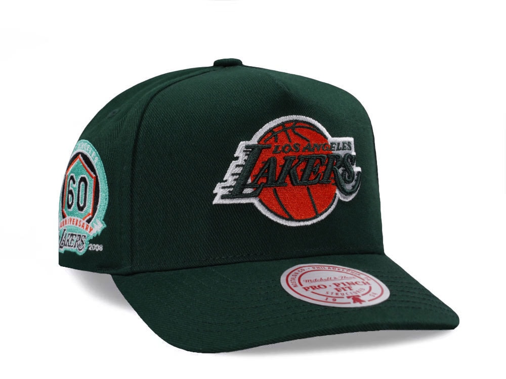 Mitchell & Ness Los Angeles Lakers 60th Anniversary Green Edition Pro Pinch Fit Snapback Cap