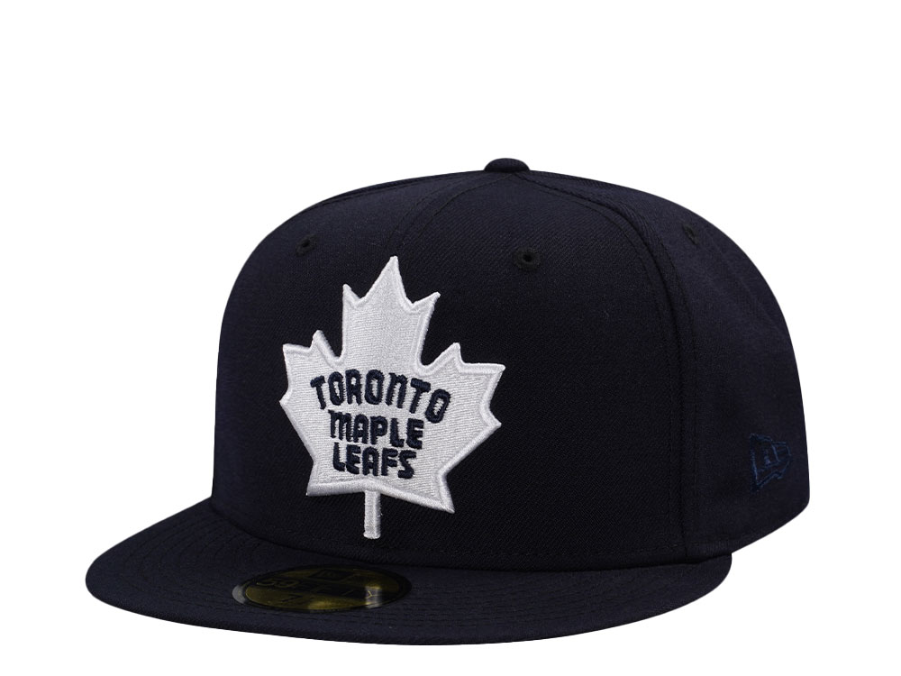 New Era Toronto Maple Leafs Navy Throwback Wool Edition 59Fifty Fitted Cap